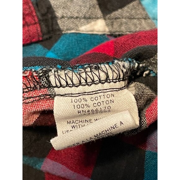 BDG shirt mens medium button long sleeve plaid checkered red blue - Picture 8 of 10